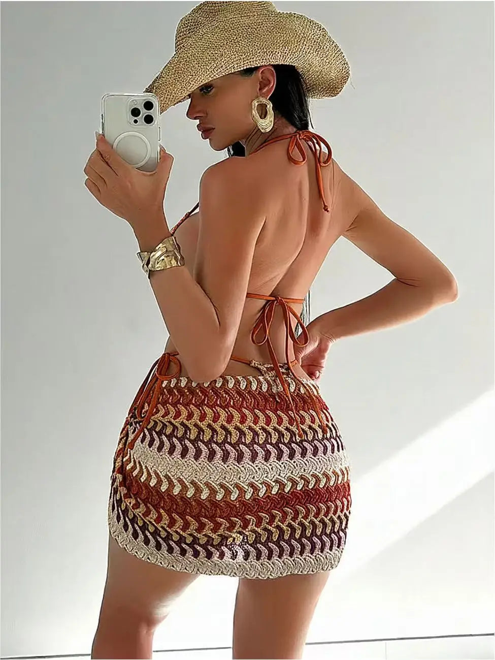 Bohemian Print Sexy Women'S Beach Bikinis Three Pieces Bikini Set Cover up Swimwear High Waisted Bikini Set Women Swimsuit 2026