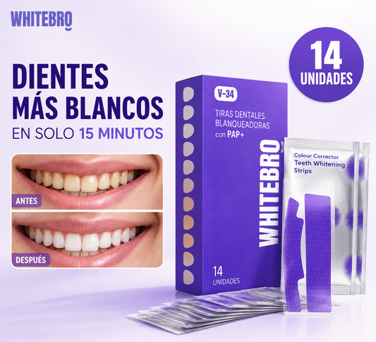 WhiteBro V34 Tiras Blanqueadoras Dentales · 14 Tratamientos