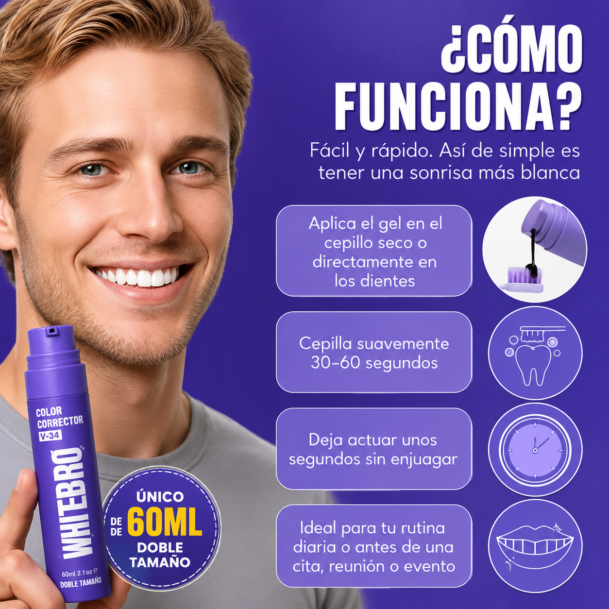 WhiteBro V34 Sérum Blanqueador Dental · 60ml