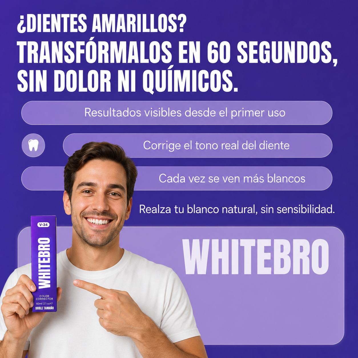 WhiteBro V34 Sérum Blanqueador Dental · 60ml